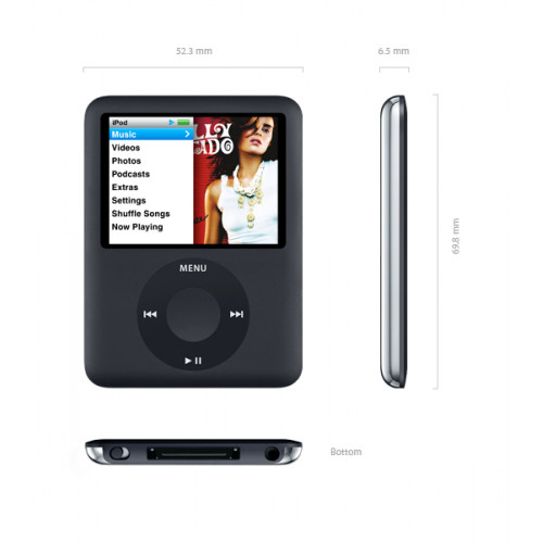 Wanduhr Mp3 Player iPod Nano Design Pink/Weiß Wand Uhr Uhren Kunststoff Analog 